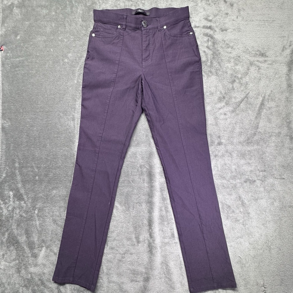 Simon Chang Denim Trousers Women 28 Purple Excellent Slim Straight Front Seam